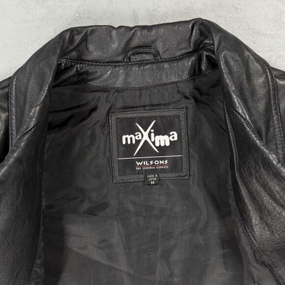 Vintage Wilsons Leather Maxima Black Leather Zip Front Jacket Medium - Picture 4 of 5